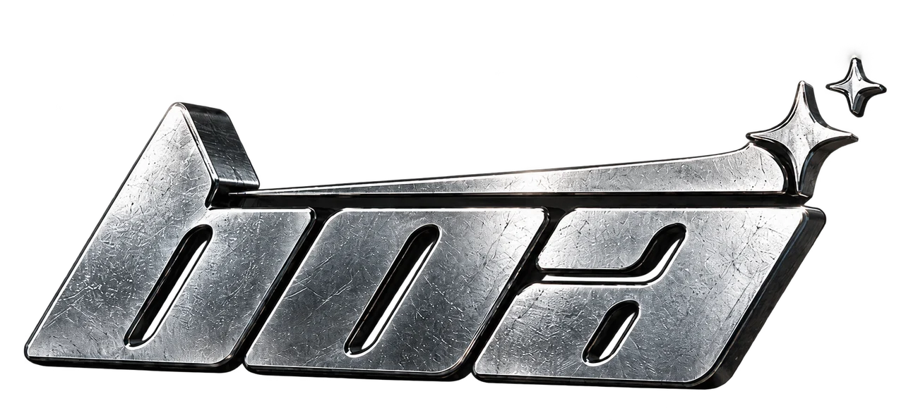 Metallic 3D BOA logo with two stars